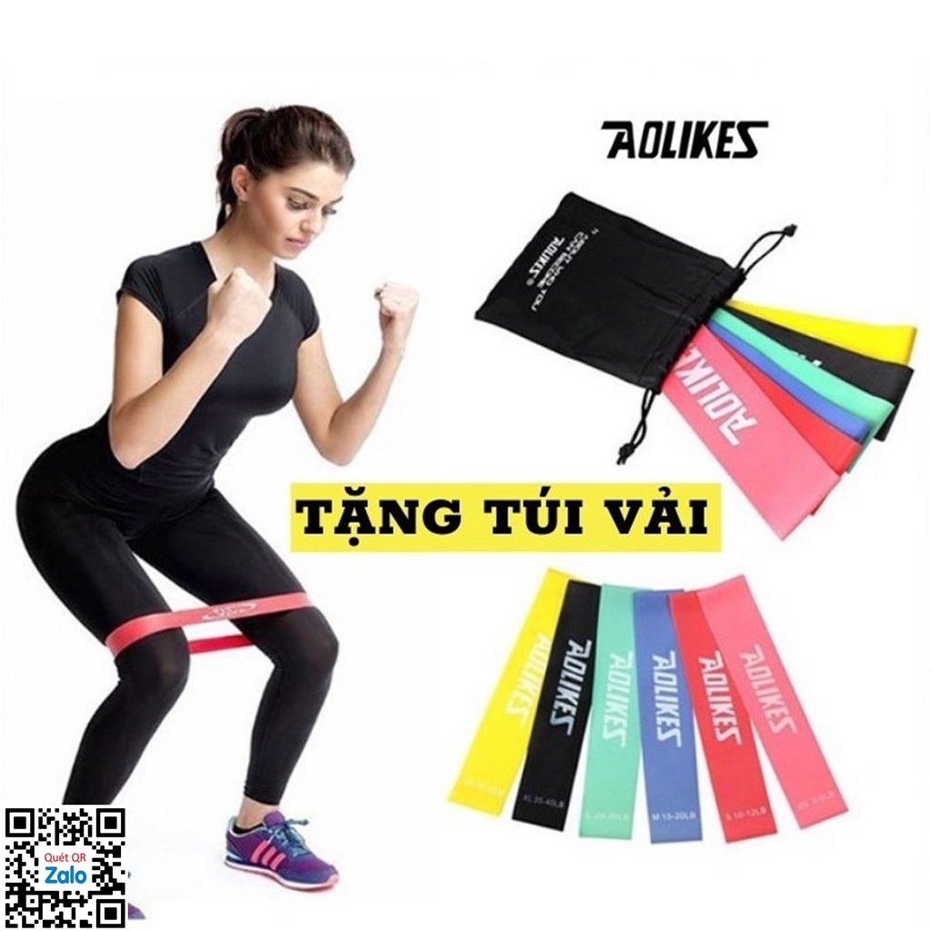 Dây kháng lực miniband tập mông chân đùi, tập gym yoga tại nhà chính hãng Aolikes 3601 3604 chinhhang