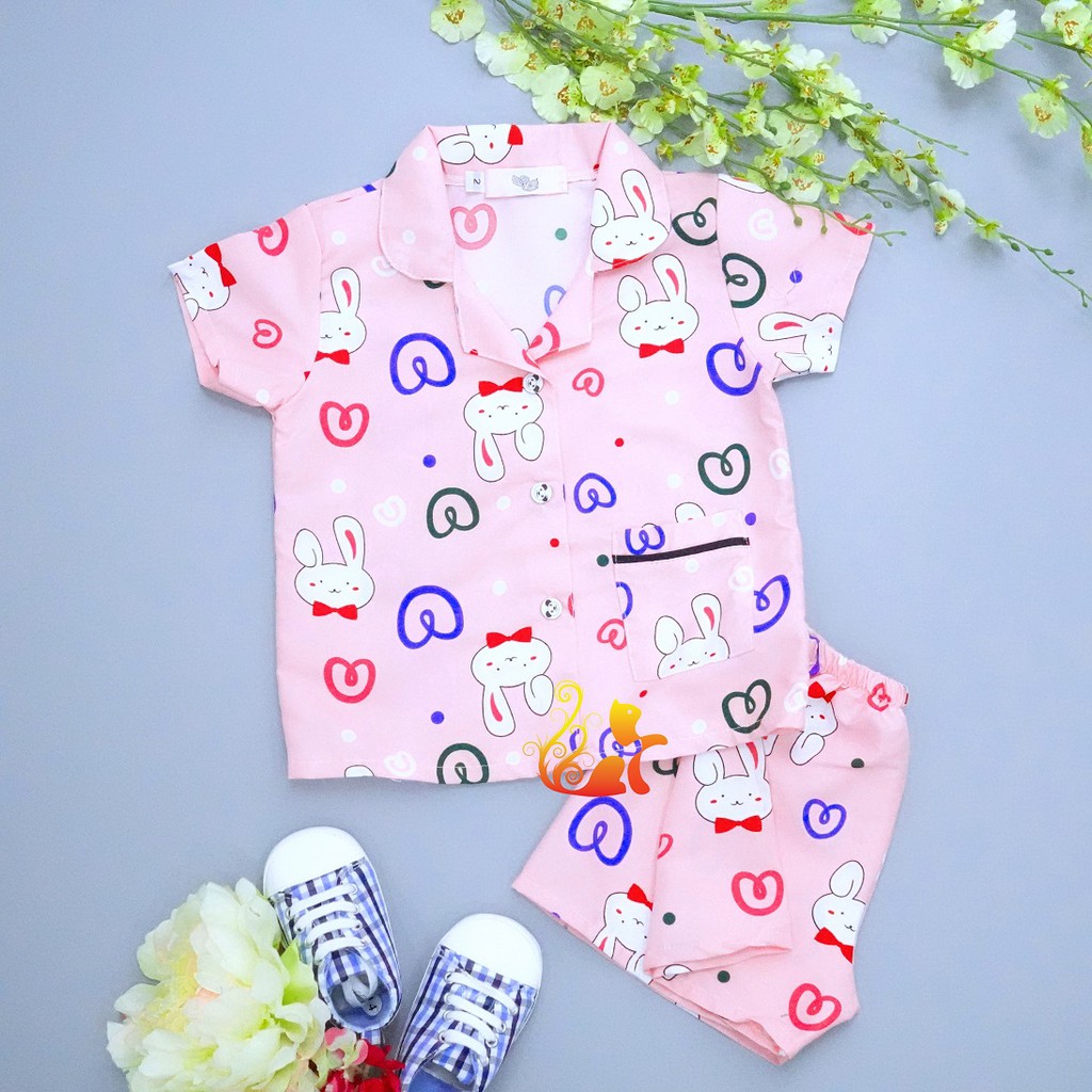 Đồ bộ mặc nhà Pijama Kate Thái - &quot;Thỏ - Tim &quot; - Cho Bé 8kg - 38kg