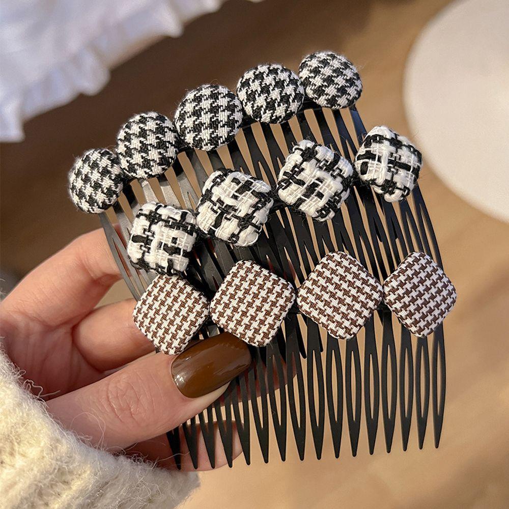 IVORY Lược Cài Tóc Hình Tròn / Trái Tim Kẻ Sọc Vintage Cho Nữ