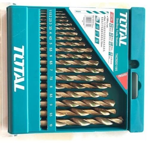 Total Bộ 19 mũi khoan kim loại HSS 1-10mm TOTAL INGCO TACSD0195 AKDB1195