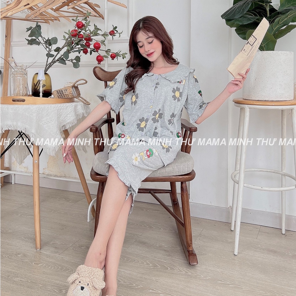 Bộ bầu - bộ sau sinh - chất liệu cotton - kiểu mới thời trang ( lá sen bông COOL lửng )