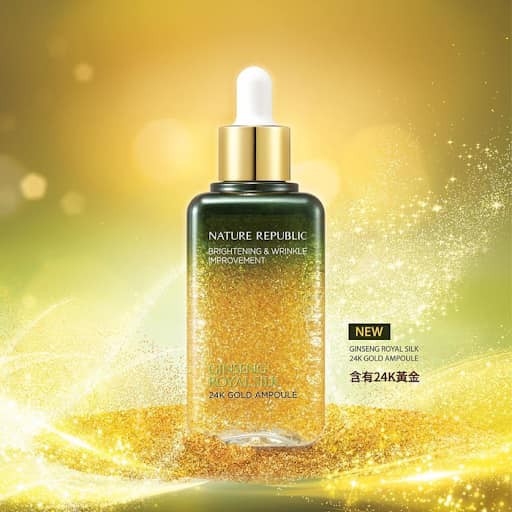 Serum dưỡng da GINSENG SILK 24K GOLD AMPOULE -NATURE REPUBLIC