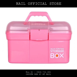 Cốp nhựa đựng đồ nail mi màu hồng , đựng được nhiều đồ