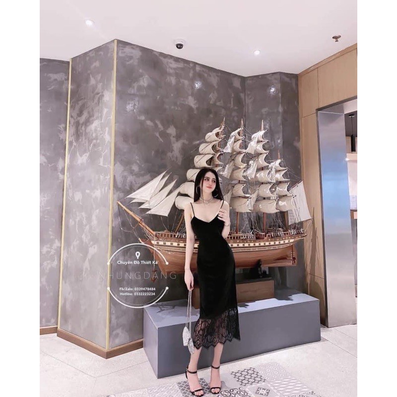 ẢNH CHỤP THẬT ĐẦM NHUNG PHỐI REN #175k