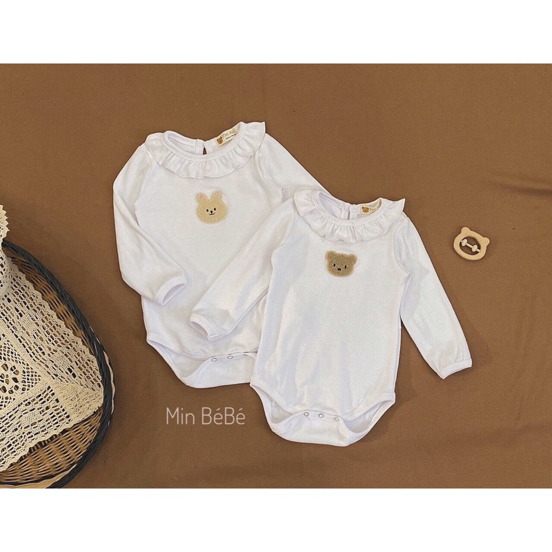Bodysuit dài tay cổ bèo dễ thương cho bé gái