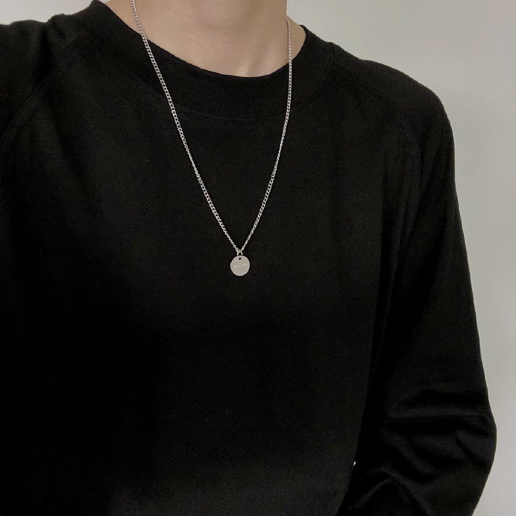 Dây Chuyền Mặt Tròn Khắc Chữ Bằng Thép Titan Không Phai 23313 Thời Trang Cho Nam Nữ