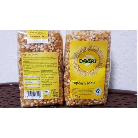 Hạt ngô nổ bỏng (popcorn) hữu cơ Davert 500g (Đậu Hạt Hữu Cơ)