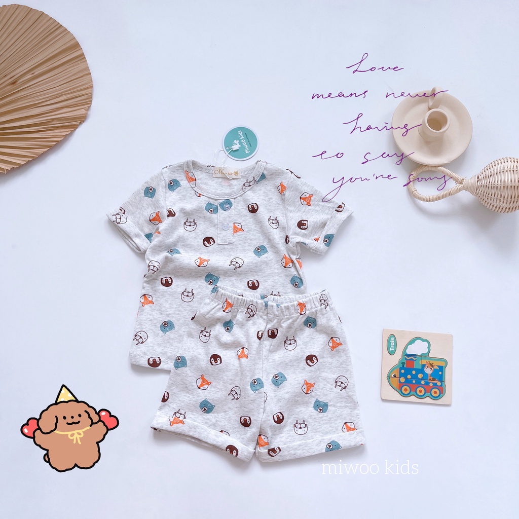 (8-22kg)Bộ thun đùi bé trai Miwoo kids họa tiết cá tính phối lai lật xịn sò bảng màu 2(ảnh thật)