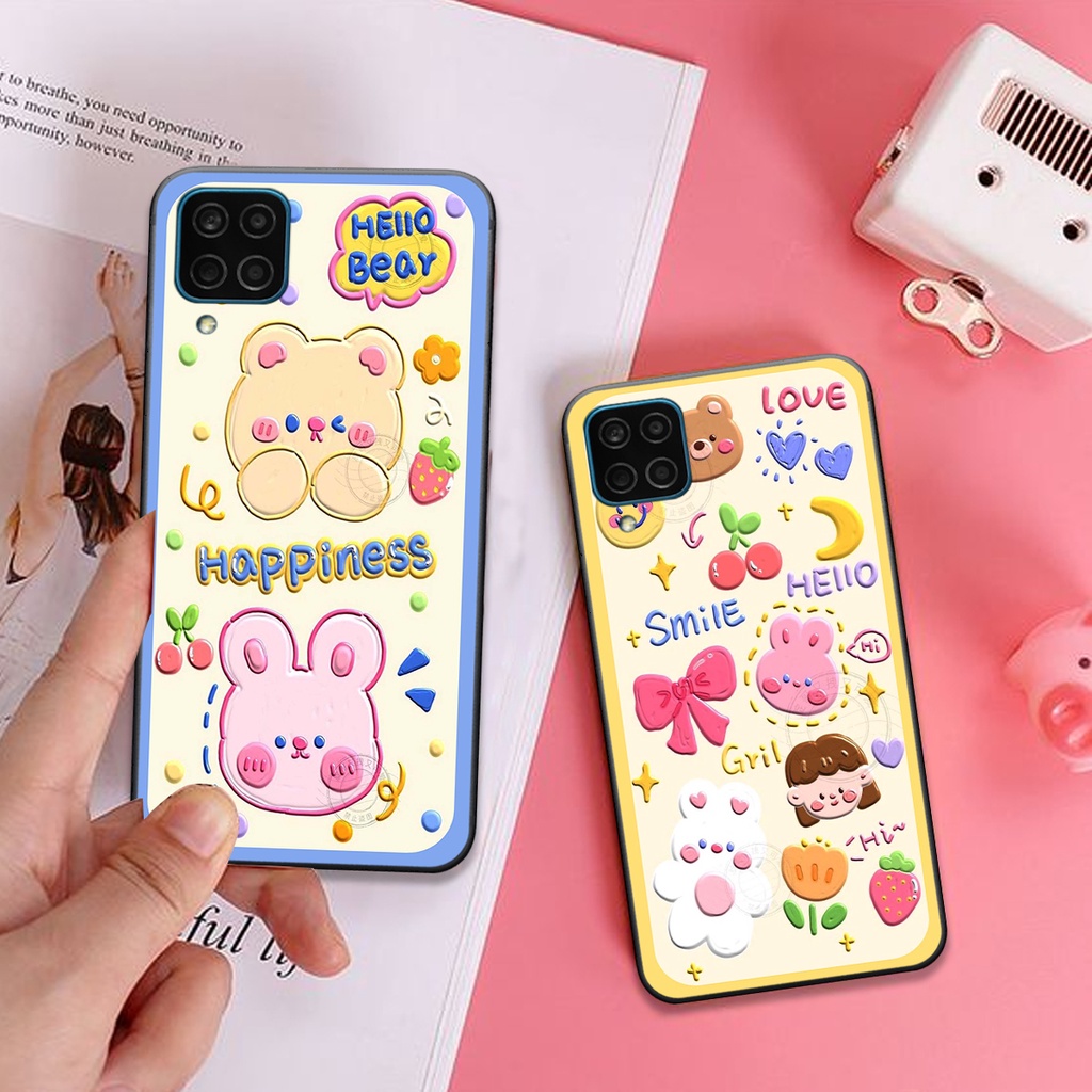 Ốp Samsung A12 / M12 bộ hình cute dễ thương gấu thỏ xinh xắn vẽ tay lạ mắt