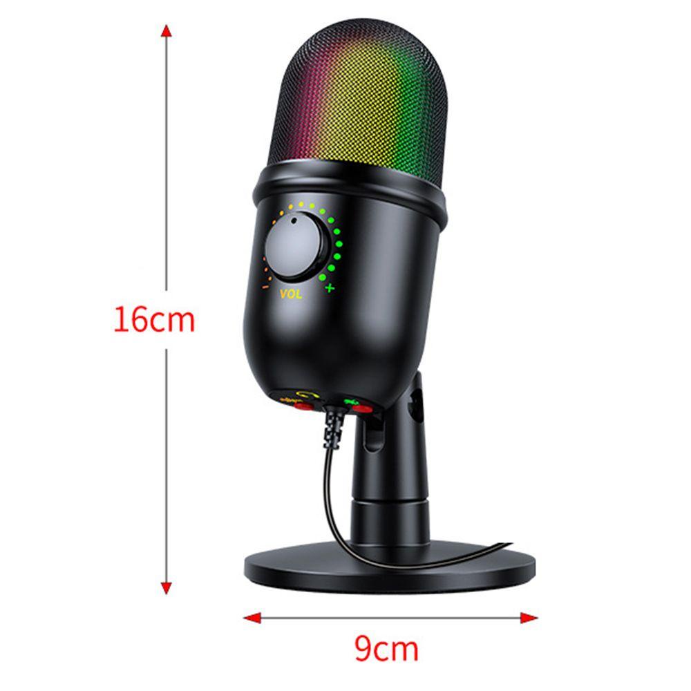 ♪JONY♪ Noise Reduction USB Condenser Microphone Mobile Phone Live Desktop Microphone V5 Condenser Microphone RGB Microphone Dub Recording Accessories With Ear Monitor K Song Game RGB Lights