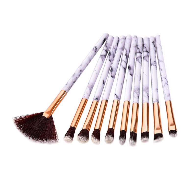 (hàng Mới Về) Set 10 Cọ Trang Điểm Họa Tiết Vân Đá Cẩm Thạch Độc Đáo