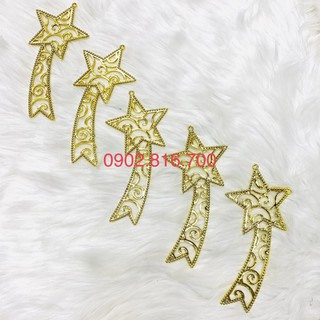 Sét 5 ngôi sao xẹt vàng phụ kiện trang trí cây thông noel - giáng sinh