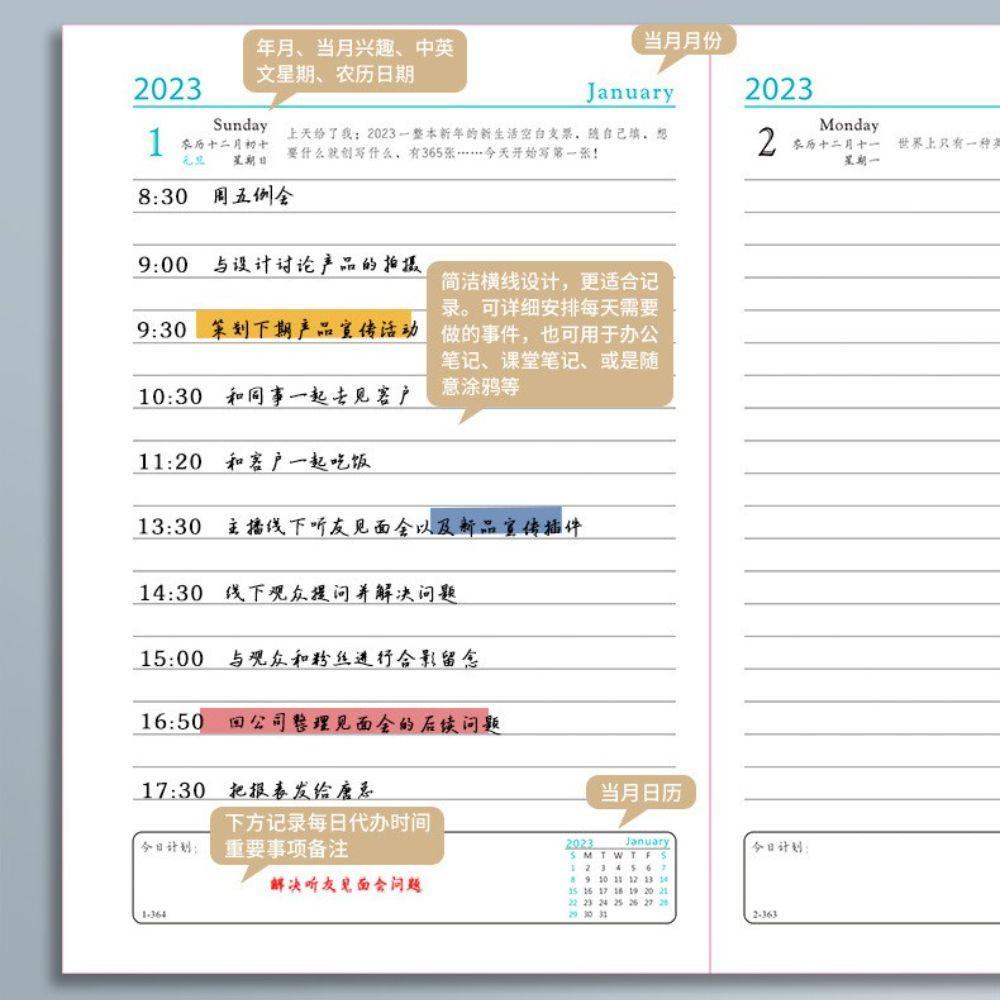 Sổ tay ghi chú 365 ngày 2023 MMULCK B6 kiểu dáng tiện lợi