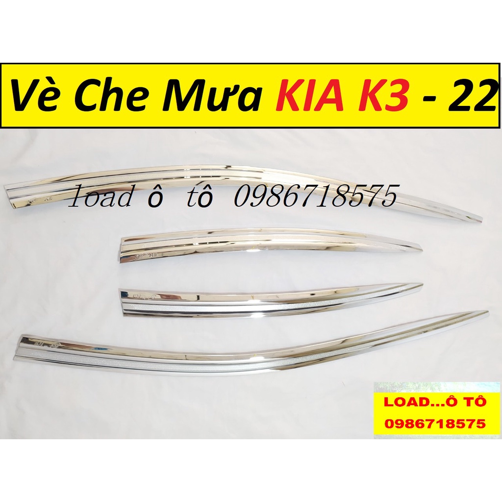 Vè Che Mưa, Rãnh Che Mưa Xe KIA K3 2024-2022 Mạ Crom Hàn Quốc Cao Cấp