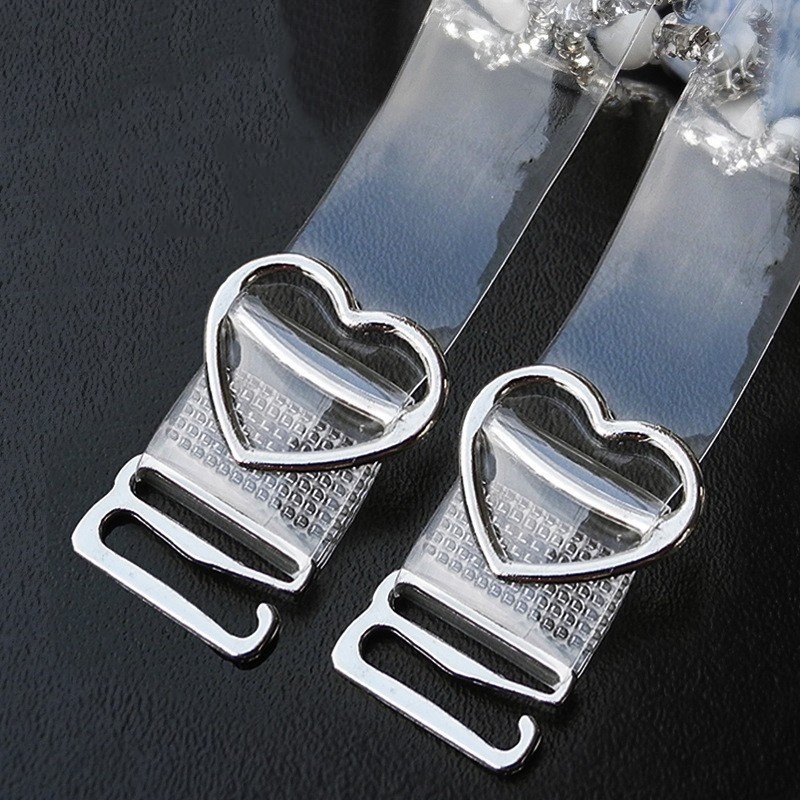 1 Cặp Dây Áo Ngực Trong Suốt Co Giãn Vô Hình Chống Trượt Có Khóa Kim Loại Cho Nữ
