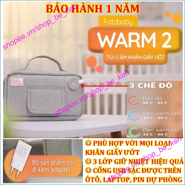 Túi ủ ấm khăn giấy ướt cổng USB an toàn tiện lợi Fatzbaby Fatz WARM 2 - FB7000SL