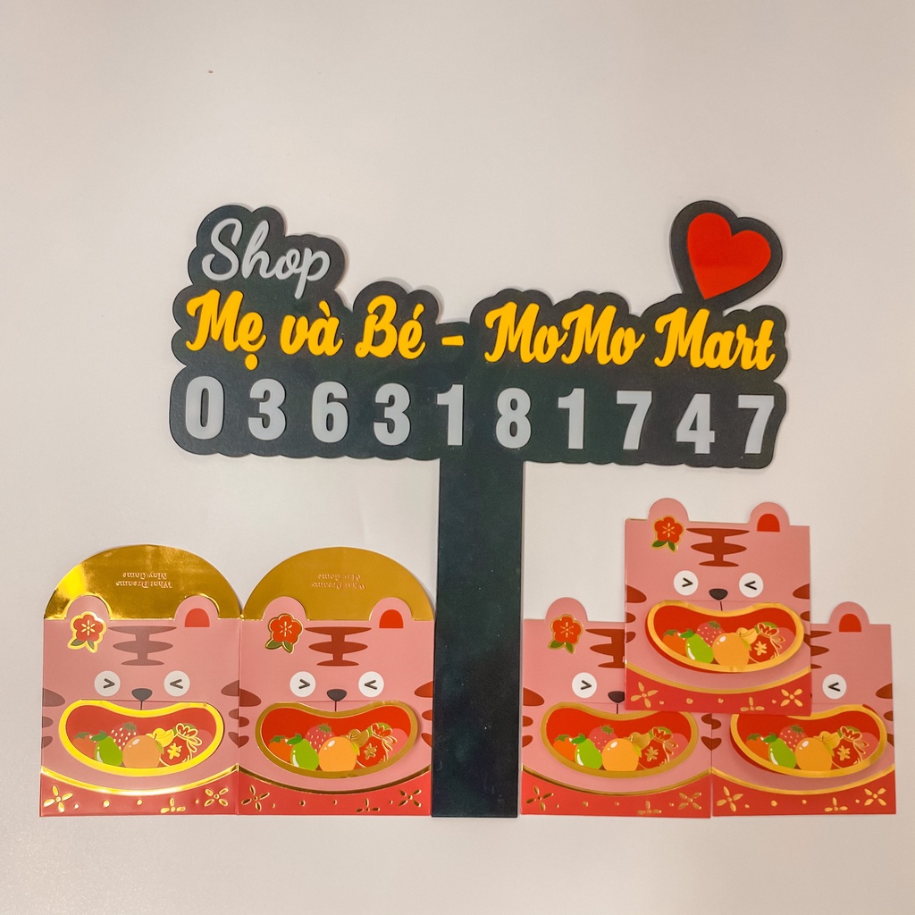 Lì Xì Đỏ Hình Con Hổ 2 Size Cỡ Lớn Nhỏ Hình Hổ Tết 2022 May Mắn Bé Bebe