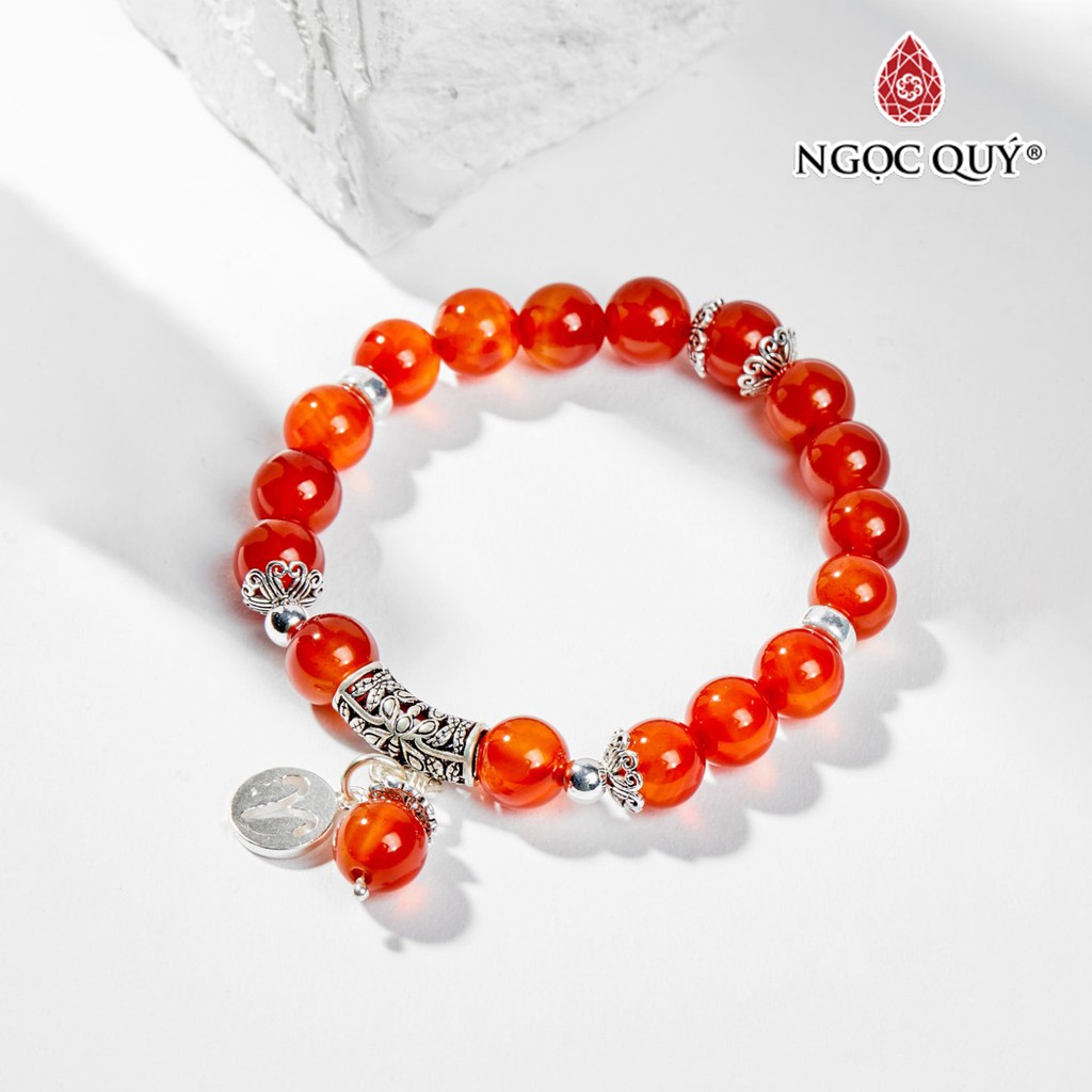 Vòng tay cung hoàng đạo mã não đỏ size hạt 8mm - Ngọc Quý