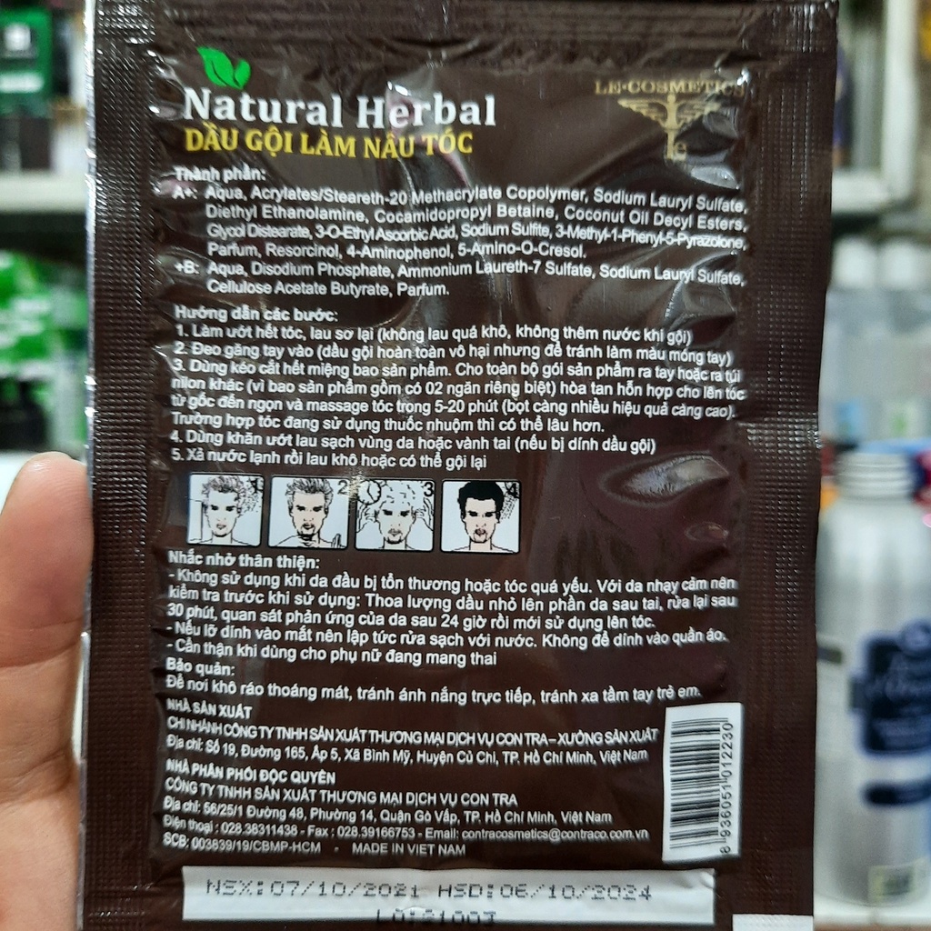 1 Gói dầu gội làm nâu tóc Natural Herbal 30ml