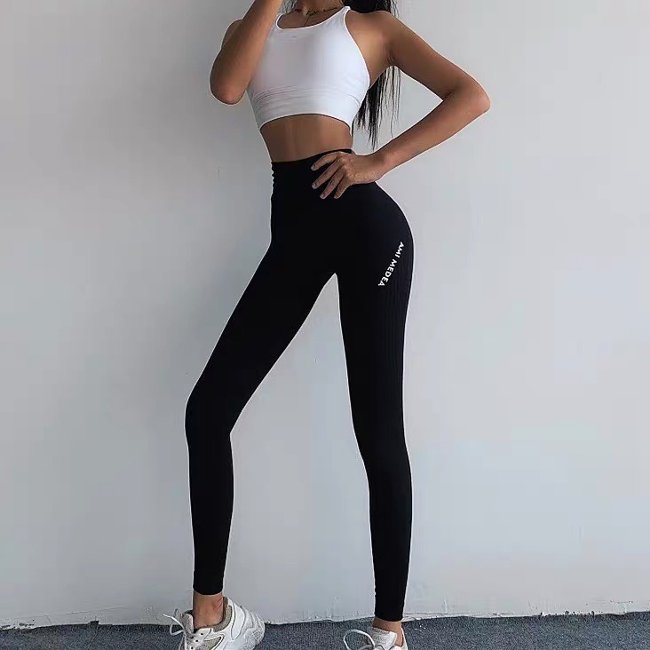 Quần dài tập gym yoga legging nữ chất dệt kim cạp cao co giãn 4 chiều -đồ tập gym yoga nữ(Quần dài dệt kim Ami)-Q04