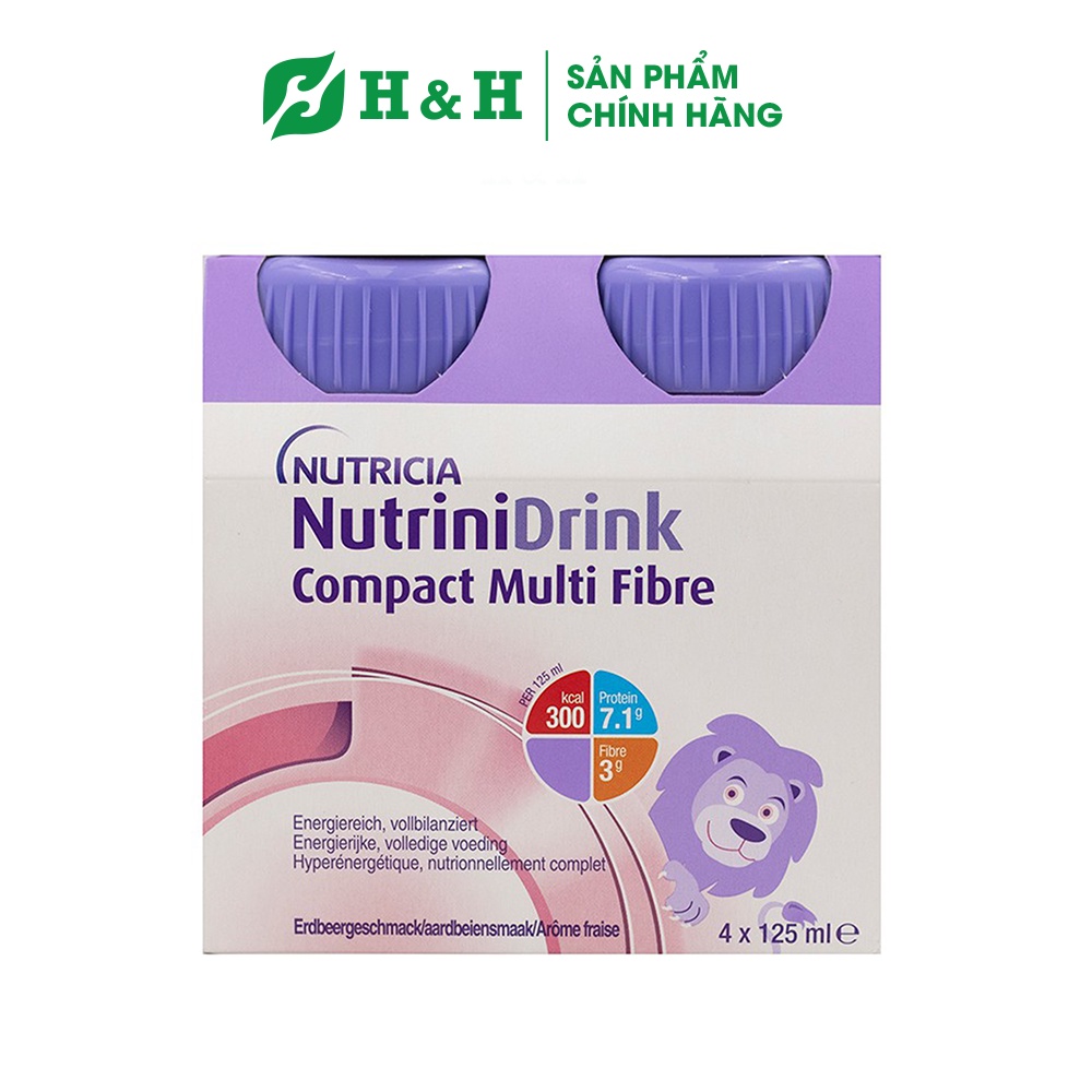 Sữa cao năng lượng cho cho trẻ nhẹ cân, suy dinh dưỡng, thấp còi Nutrinidrink Compact Multi Fibre (4 chai x 125ml)