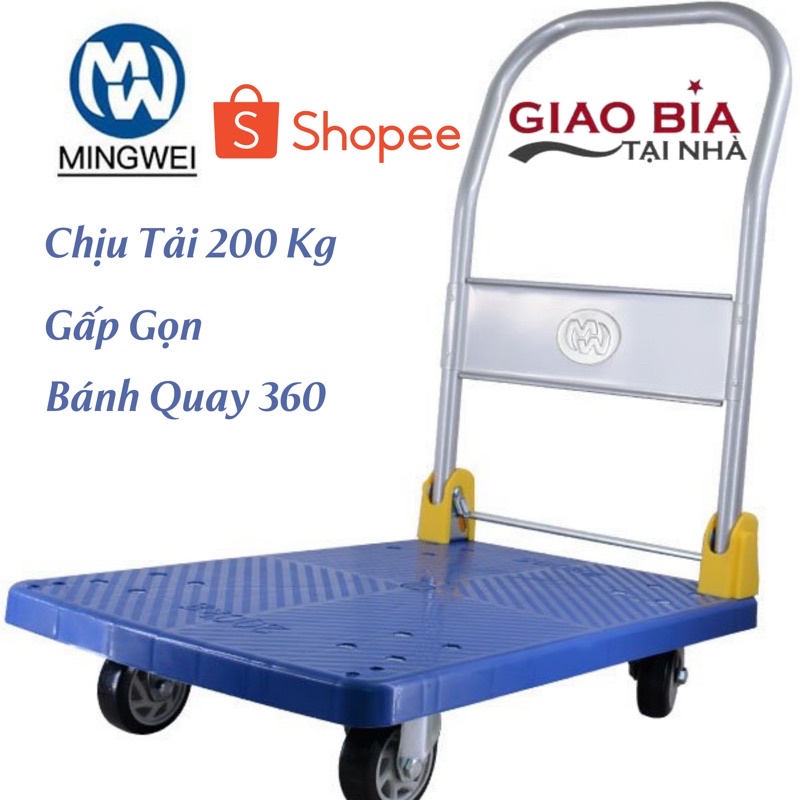 Xe Đẩy Hàng 4 Bánh MINGWEI Tải Trọng 200KG Gấp Gọn | Chính Hãng