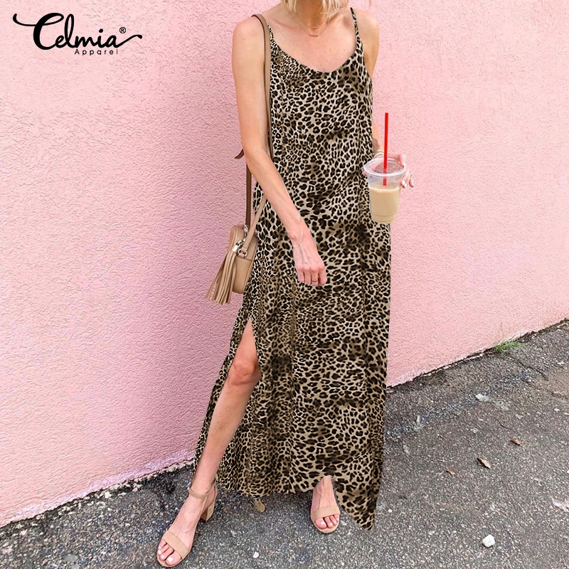 Đầm Dự Tiệc CELMIA Dáng Dài Xẻ Tà Cao Đến Đùi In Họa Tiết Da Báo Gợi Cảm Cho Nữ | BigBuy360 - bigbuy360.vn