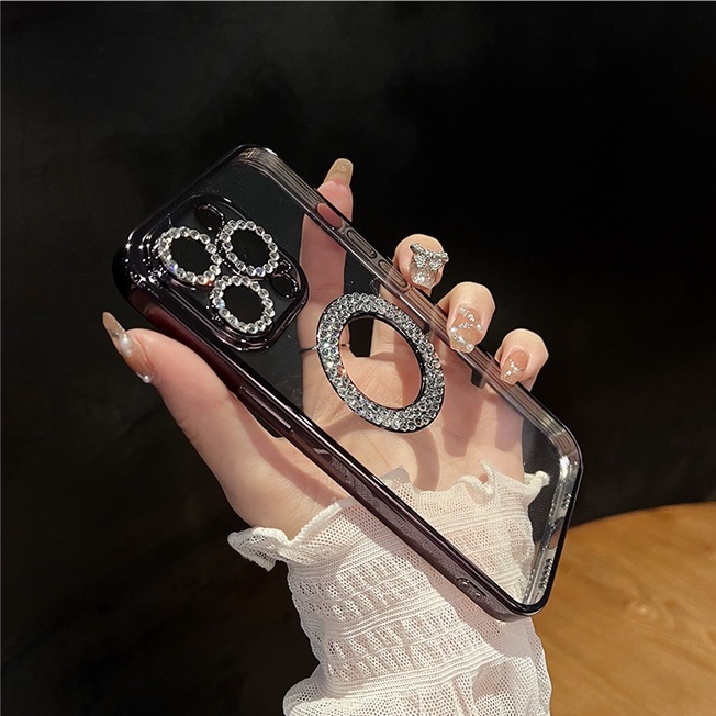 Ốp Điện Thoại Trong Suốt Đính Đá Lấp Lánh Sang Trọng Cho iPhone 11 11Pro 11Pro max 12 12Pro 12Pro max 13 13Pro 13Pro max