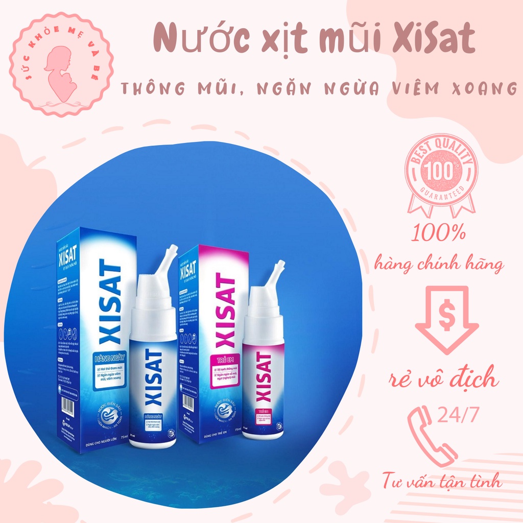 Nước xịt mũi XiSat từ nước biển sâu thiên nhiên giàu muối khoáng chất kết hợp cùng các tinh