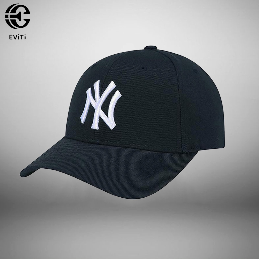 Mũ/Nón lưỡi trai  đen thêu logo NY trắng dành cho cả nam và nữ, FREE SIZE chất liệu kaki dày dặn hợp thời trang