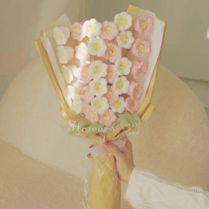 Bó Hoa Giả Đan Tay Thủ Công Diy Dùng Làm Quà Tặng Valentine / Bạn Gái