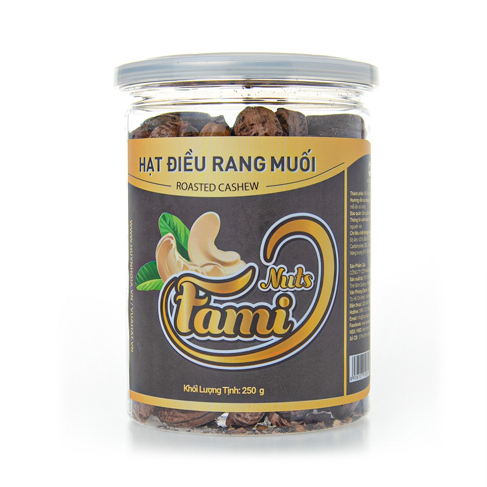 Hạt Điều Rang Muối Có Vỏ Lụa Vị Tự Nhiên FAMINUTS - Hạt A Cồ Thơm Ngon Hũ 250g