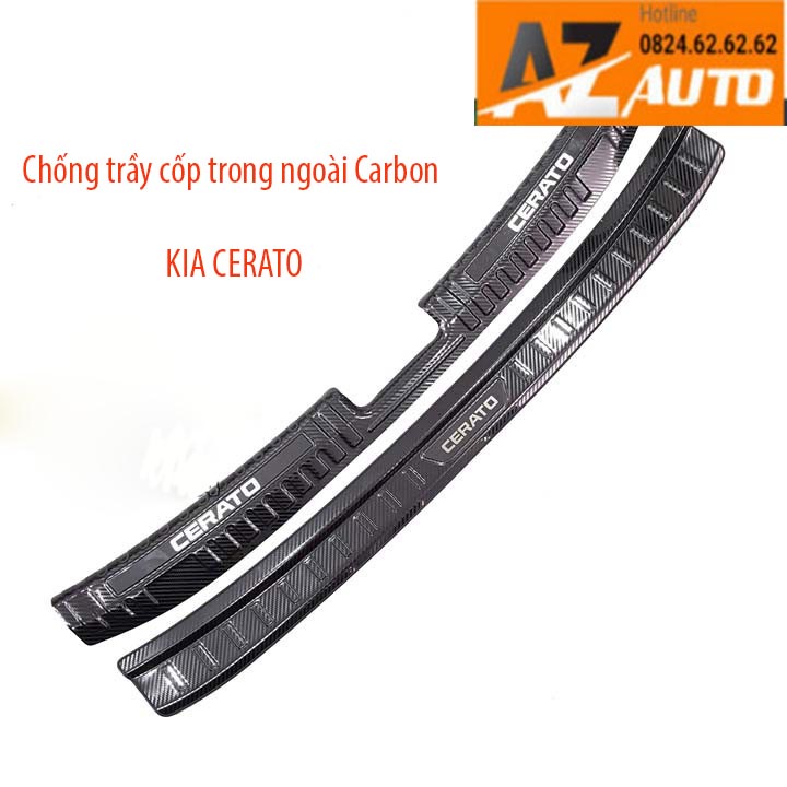 Ốp bậc cửa, bậc cốp Kia Cerato 2019-2021 vân carbon cao cấp - hàng cao cấp