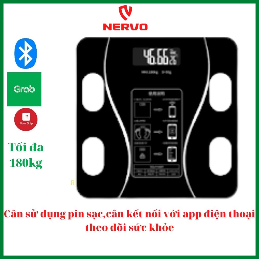 Cân điện tử sức khỏe mi ni cao cấp thông minh kết nối với điện thoại , sạc usb , Phiên bản quốc tế_ APP TIẾNG VIỆT