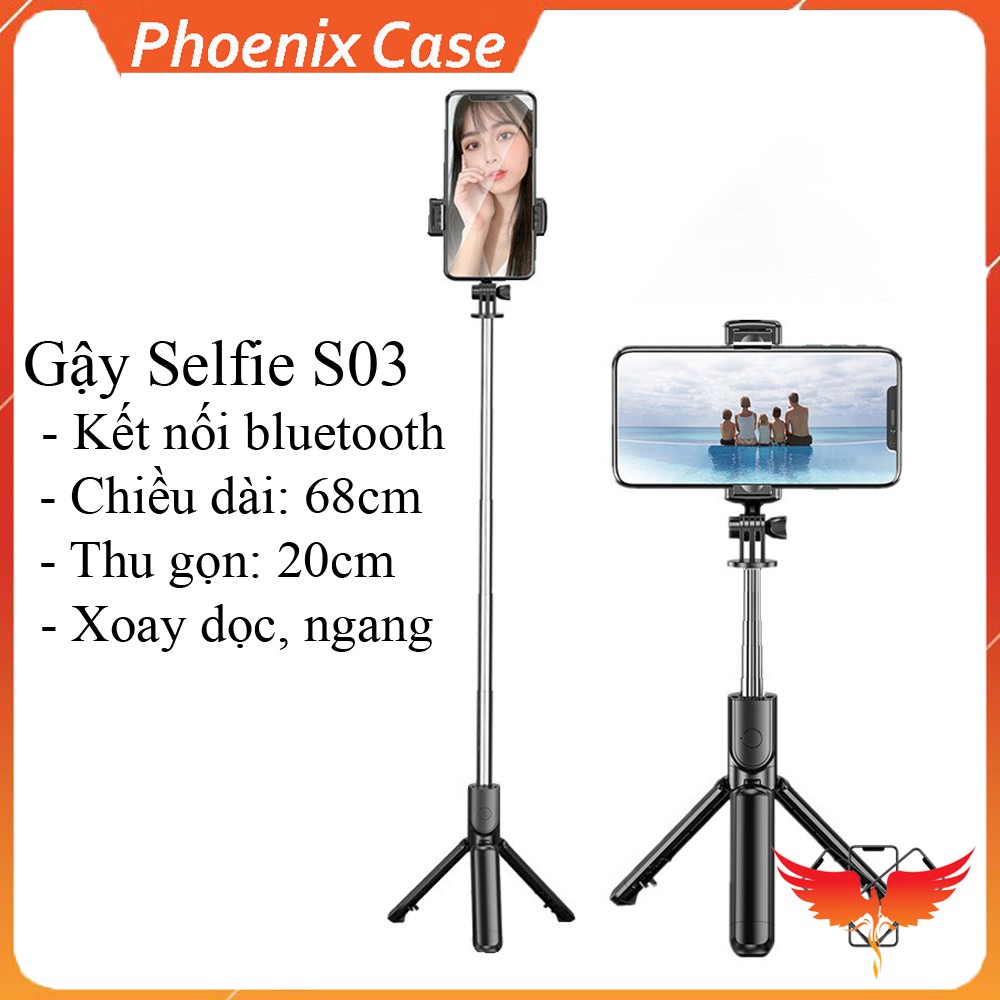 Gậy selfie stick Integrated Tripod S03 bluetooth - Gậy tự sướng,chụp hình, quay phim, livetream