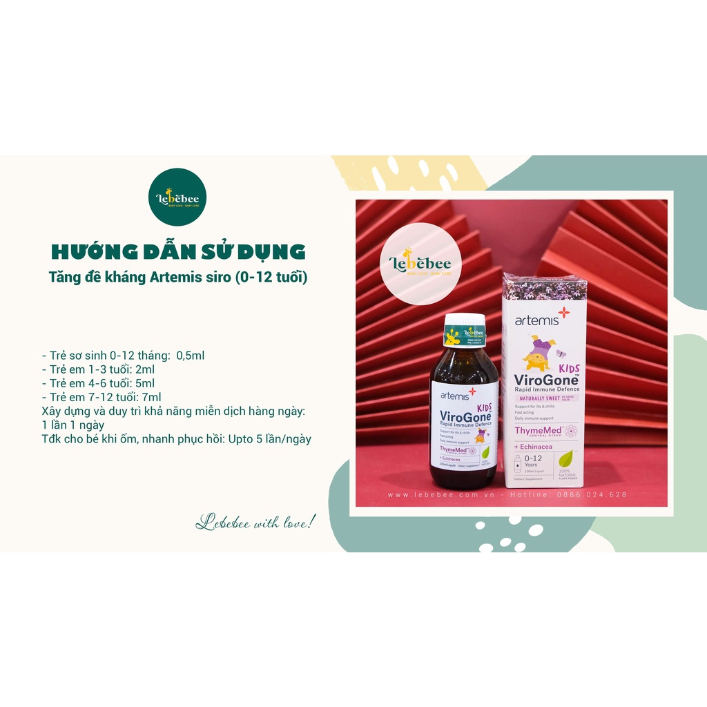 Tăng đề kháng Artemis Kids ViroGone cho bé dạng siro 100ml