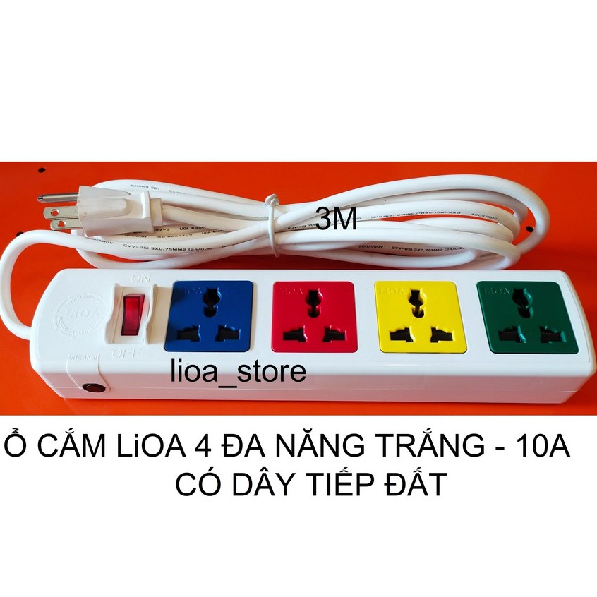 Ổ CẮM ĐIỆN LiOA 4 ĐA NĂNG CÓ DÂY TIẾP ĐẤT.