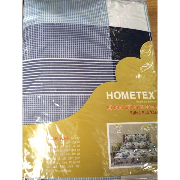 BỘ DRAP GỐI COTTON HOMETEX 160x200x25cm