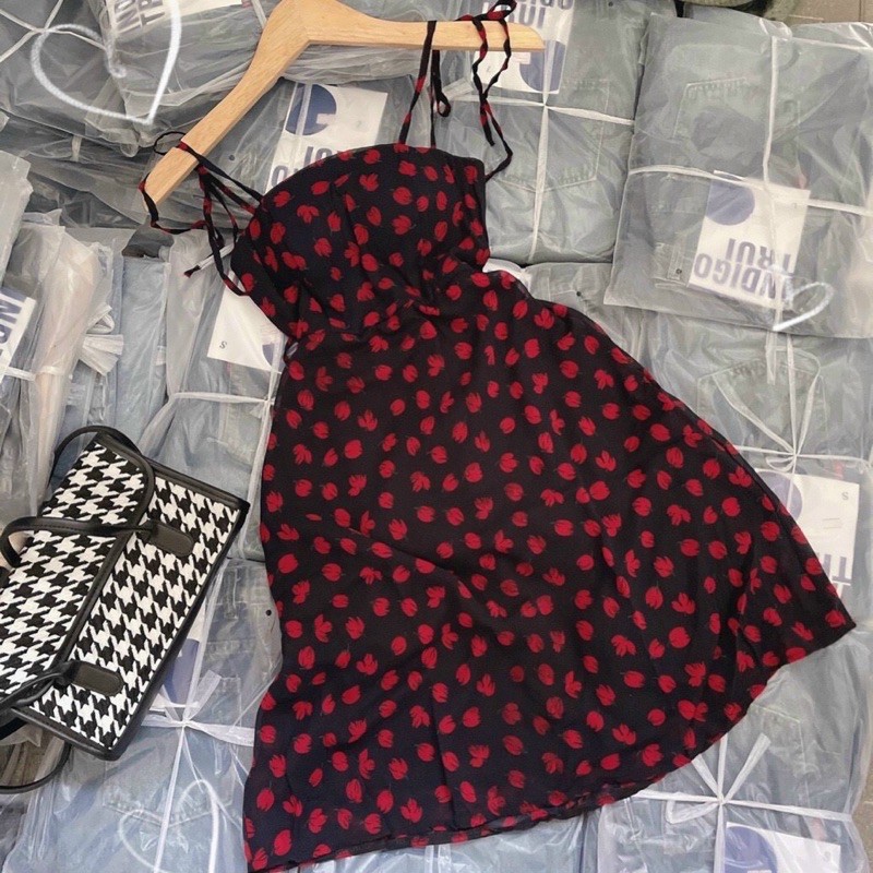 Đầm caro 2 dây cột nơ vai - Hình thật | BigBuy360 - bigbuy360.vn