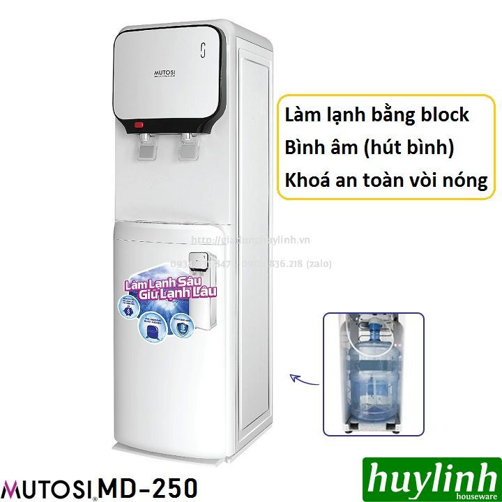 [Mã ELHAMS5 giảm 6% đơn 300K] Cây nước nóng lạnh Mutosi MD-250 - Làm lạnh bằng Block