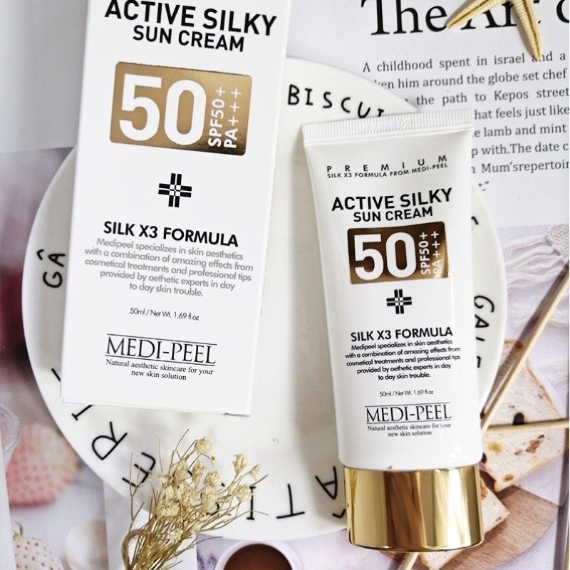 Kem chống nắng MEDI PEEL Active Silky Sun Cream SPF 50 căng bóng da, chống nắng tuyệt đỉnh - HONGS BEAUTY