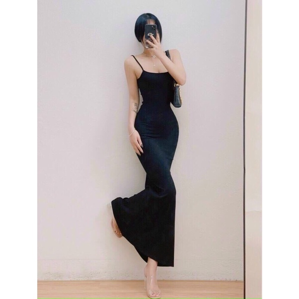 Đầm Dây Thun Gân Maxi Đuôi Cá D74