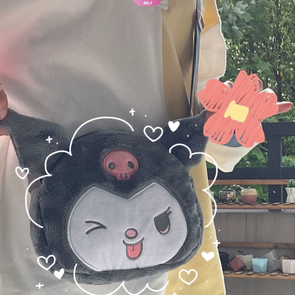 Túi đeo chéo hình ác quỷ nhỏ kuromi biểu cảm nháy mắt dễ thương có thể dùng đựng mỹ phẩm /điện thoại/ giấy tờ