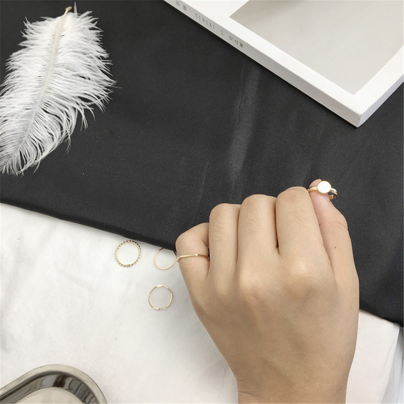Bộ 5 nhẫn MANYUE thiết kế đơn giản cá tính phong cách Hàn Quốc cho nữ