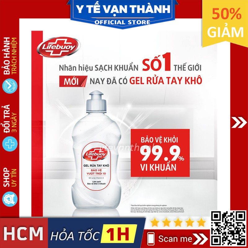 ✅ [TIẾT KIỆM] Gel Rửa Tay Khô- Lifebuoy (Nắp Bạc), 235ml, 500ml, Sát Khuẩn Lifebouy Lifeboy -VT0676 | Y Tế Vạn Thành