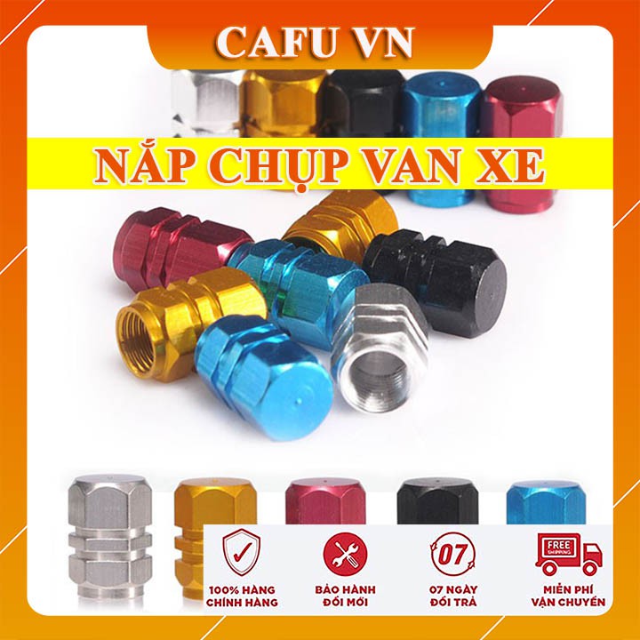 Bộ 04 ốc - nắp chụp trang trí đầu van nắp vòi bơm hơi bánh xe, lốp xe ô tô, xe máy, xe hơi, xe máy