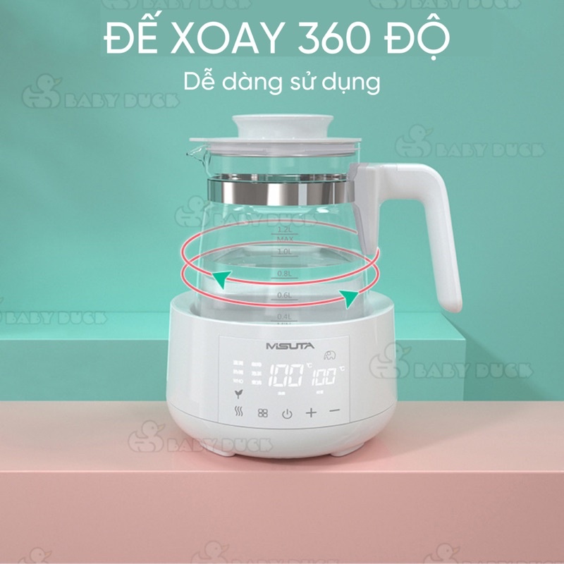  BÌNH ĐUN NƯỚC PHA SỮA MISUTA CHO BÉ CÓ ĐIỀU KHIỂN 0,8 hoặc 1,2L