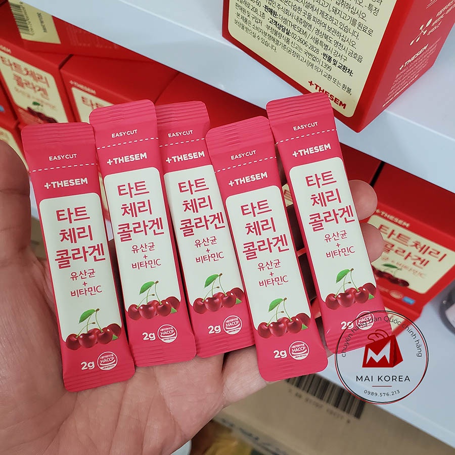 Collagen Cherry TheSem Hàn Quốc dạng bột hộp 30 gói
