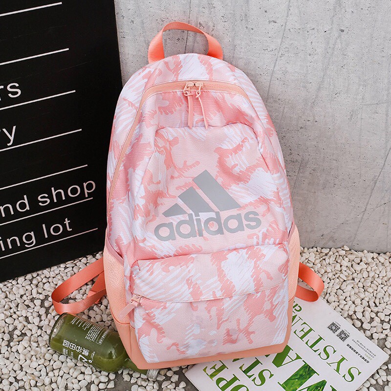 Balo Adidas hồng chất liệu polyester size 30cm