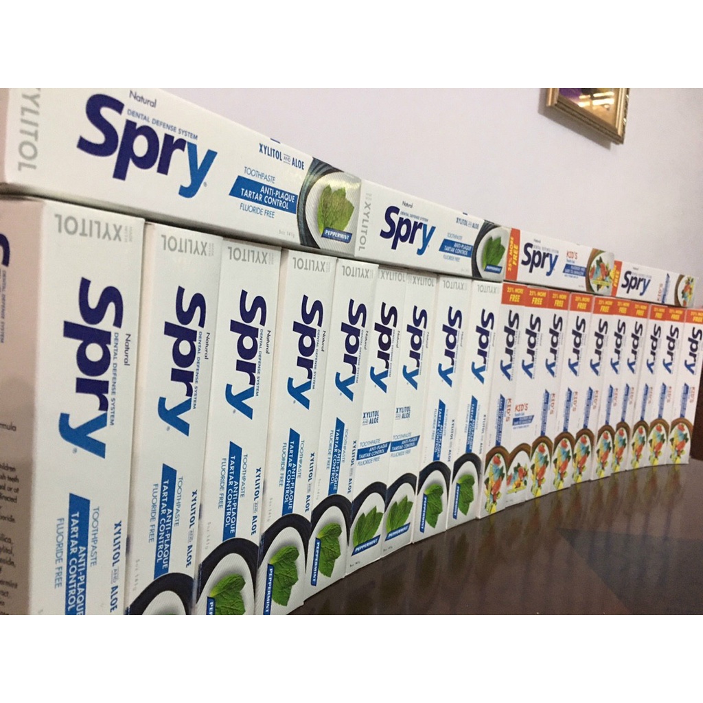 Kem đánh răng Spry, vị Peppermint 141g (Flouride Free) nhập khẩu Hoa Kì